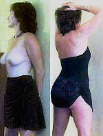 Eine ältere Lady mit einem nuttigen Aussehen